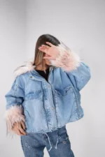 کاپشن خزدار عمده زنانه جین آوان