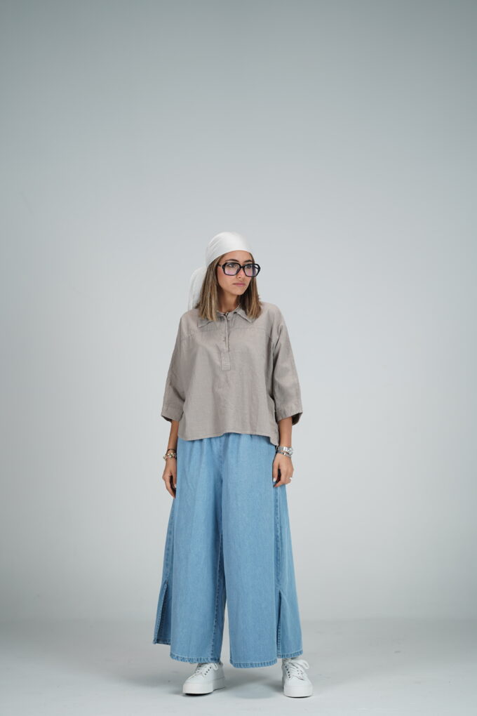 دامن شلواری جین بغل چاک آوید کد 25212 - Image 2