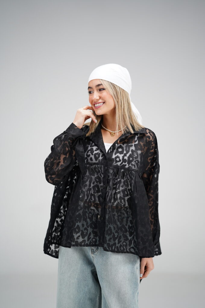 شومیز شیشه ای عروسکی پلنگی پالیز 50024 - Image 4